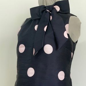 Kate Spade Navy Blouse with Pink Polka Dots